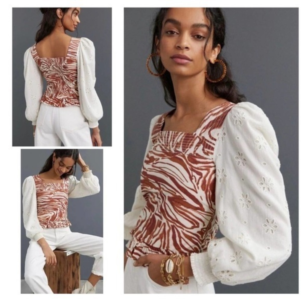 Love the Label smocked eyelet top large